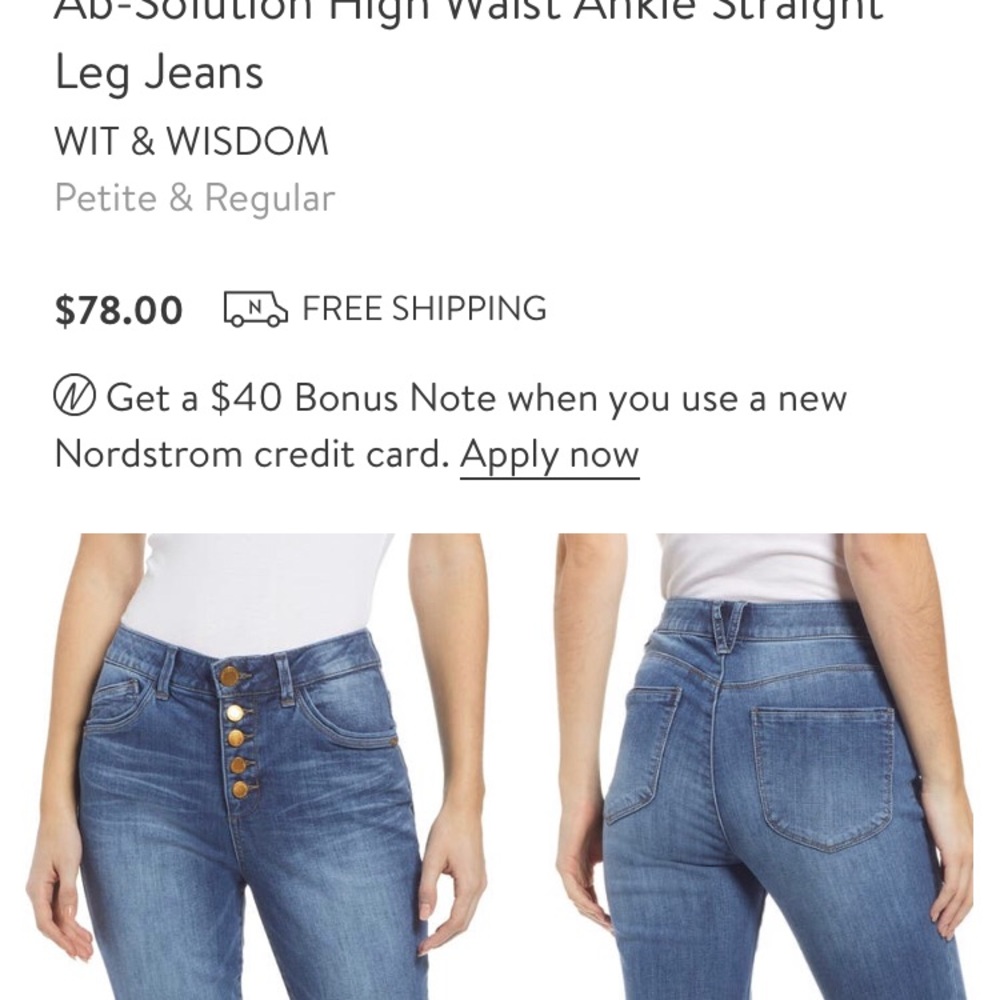 NWOT Wit & Wisdom Ab-Solution Jeans